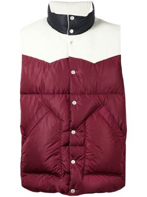 Undercover colour-block padded down gilet - Red