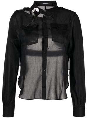 Undercover cut-out detailing cotton blend shirt - Black