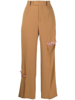Undercover distressed-effect straight-leg trousers - Brown