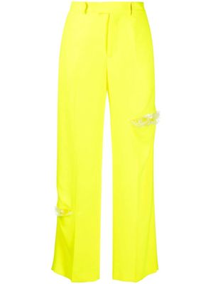 Undercover distressed-effect straight-leg trousers - Yellow