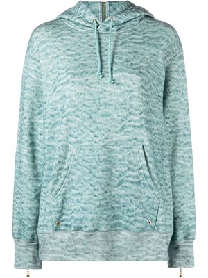 Undercover drawstring zipped hoodie - Blue