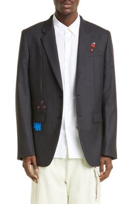 Undercover Embroidered Wool & Mohair Blazer in Charcoal