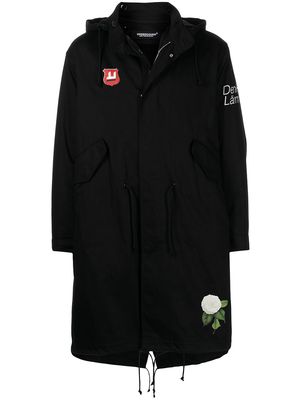 Undercover floral-print hooded jacket - Black