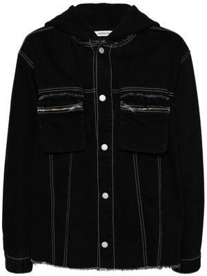 Undercover frayed-detail denim hooded jacket - Black