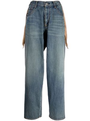 Undercover fringed mid-rise straight-leg jeans - Blue