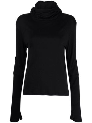 Undercover hooded long-sleeve cotton-blend top - Black