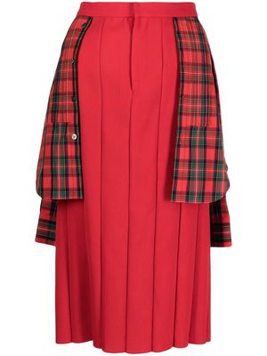 Undercover inverted-pleat design skirt - Red
