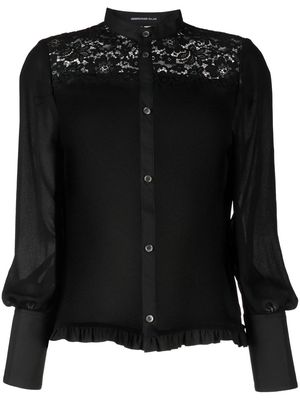 Undercover lace-trim long-sleeve blouse - Black