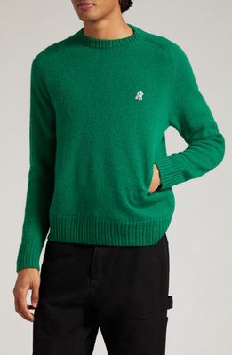 Undercover Lamb Patch Crewneck Wool & Cotton Sweater in Green