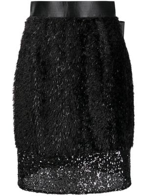 Undercover layered faux-fur pencil skirt - Black