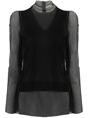 Undercover layered high-neck top - Black