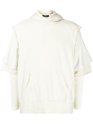 Undercover layered-sleeve cotton hoodie - Neutrals