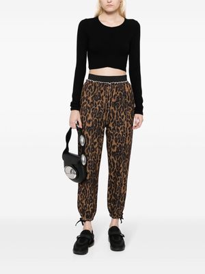 Undercover leopard-intarsia cotton trousers - Black