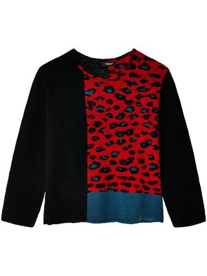 Undercover leopard-intarsia wool jumper - Black