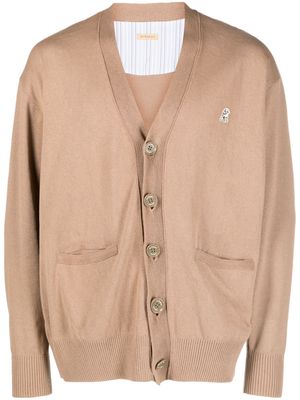 Undercover logo-patch cotton cardigan - Brown