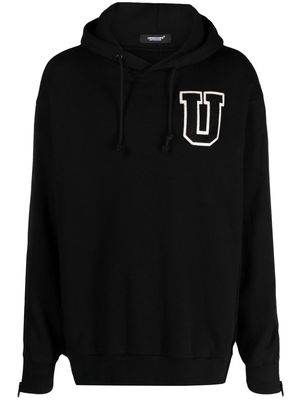 Undercover logo-patch cotton hoodie - Black