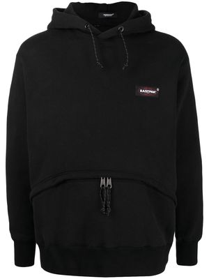 UNDERCOVER logo-patch drawstring hoodie - Black