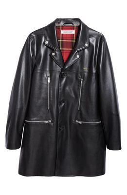 Undercover Longline Faux Leather Moto Jacket in Black