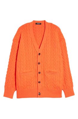Undercover Men's Cable Knit Wool Cardigan in Orange