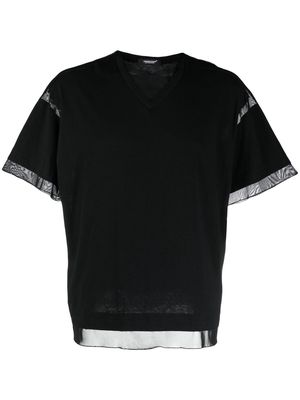 Undercover mesh-panel crew-neck T-shirt - Black