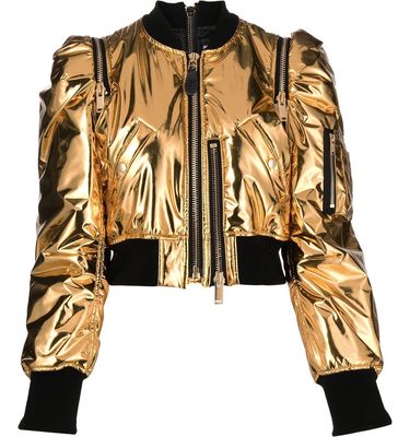 Undercover metallic zip-up bomber jacket - Yellow