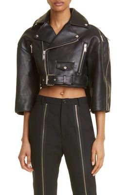 Undercover Open Back Tie Leather Jacket in Black
