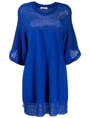 Undercover panelled ribbed-knit short dress - Blue