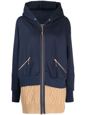 Undercover panelled zip-up hoodie - Blue