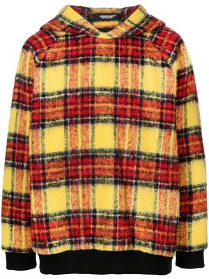 Undercover plaid-check print hoodie - Yellow