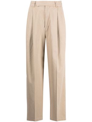 Undercover pleated cropped cotton trousers - Brown