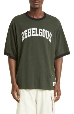 Undercover Rebelgods Cotton Ringer T-Shirt in Khaki Green