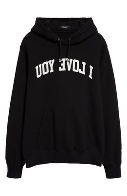 Undercover Reversed I Love You Cotton Graphic Hoodie in Black