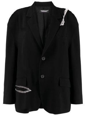 Undercover ripped single-breasted blazer - Black