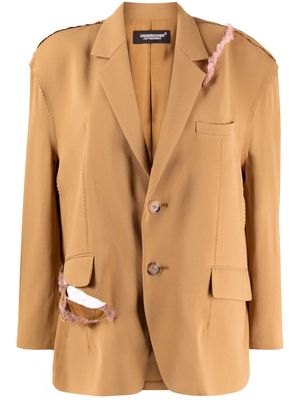 Undercover ripped single-breasted blazer - Brown