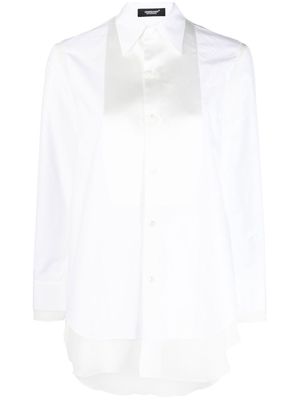 Undercover satin-detail cotton smoking shirt - White
