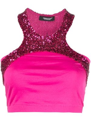 Undercover sequin-embellished cropped top - Pink