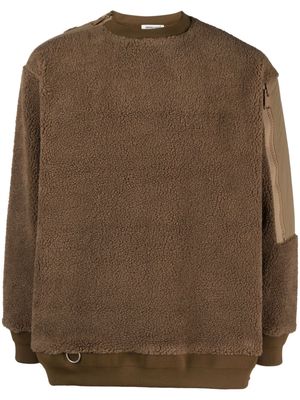 Undercover sherpa-fleece panelled jumper - Brown