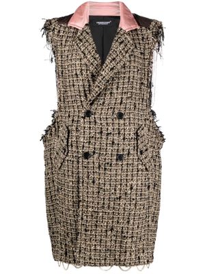 Undercover sleeveless tweed double-breasted coat - Neutrals
