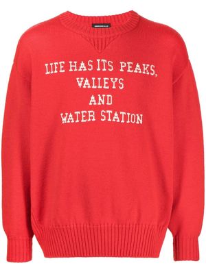 Undercover slogan-print wool jumper - Red