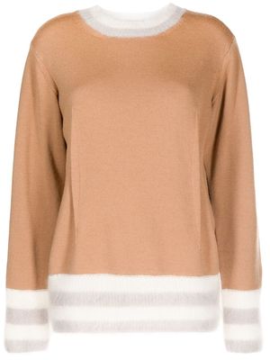 Undercover stripe-detail crew-neck sweater - Brown