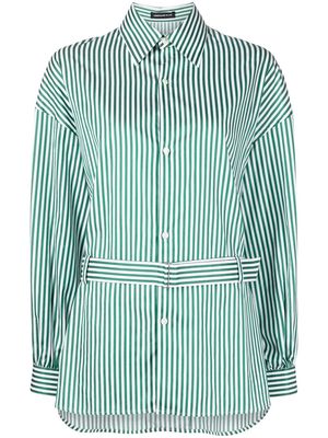 Undercover striped belted shirt - Green
