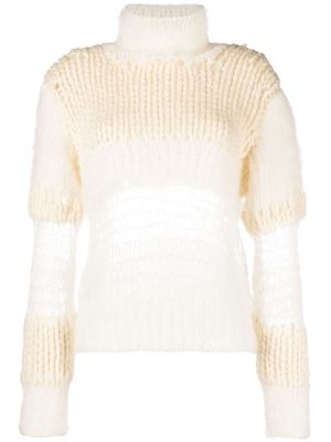 Undercover textured-knit mahir wool-blend jumper - White