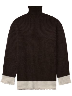 Undercover two-tone ribbed-knit jumper - Brown