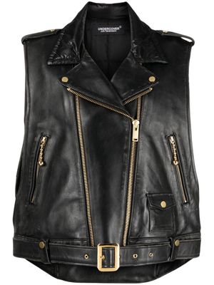 Undercover zipped leather gilet - Black