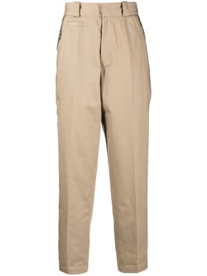 Undercover zipped plaid-insert chino trousers - Brown