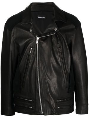 Undercoverism printed-back leather biker jacket - Black