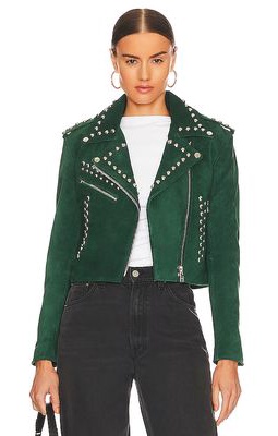 Understated Leather Runaway Jacket in Green