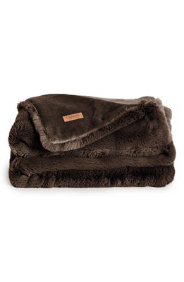 UnHide The Marshmallow 2.0 Medium Faux Fur Throw Blanket in Chocolate Hare