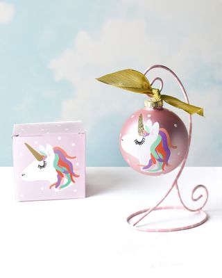Unicorn Glass Ornament, Personalized