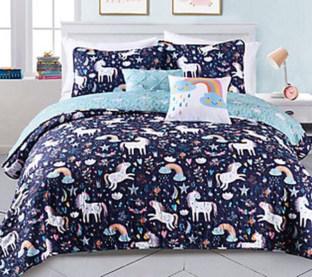 Unicorn Heart 5-Piece Full/Queen Quilt Set by L ush Decor